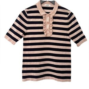 Ganni Black and Pink Striped Blouse